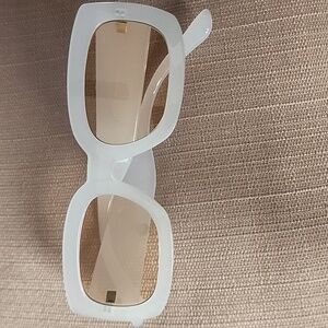 New Retro Translucent White Regtangular Sunglasses, NWOT